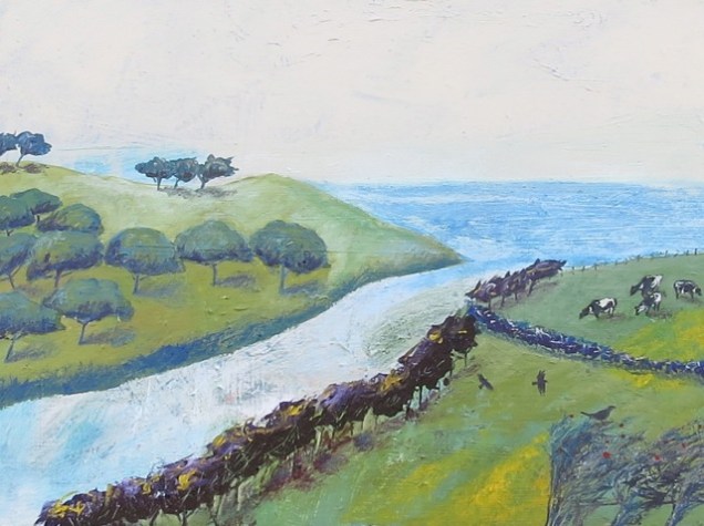 Around the Helford - mixed media on canvas