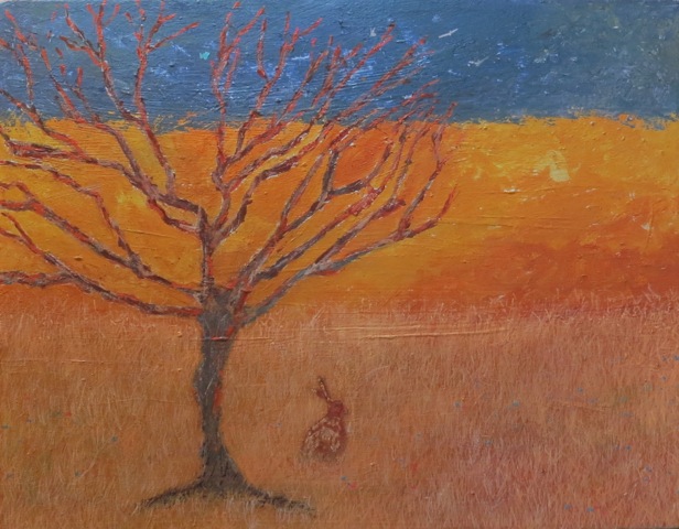 Golden Hare - mixed media on canvas