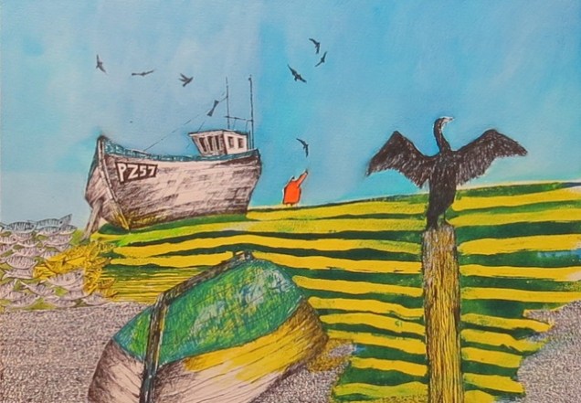 PZ57 - mixed media on board